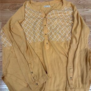 Free People Mustard Knit Top Medium